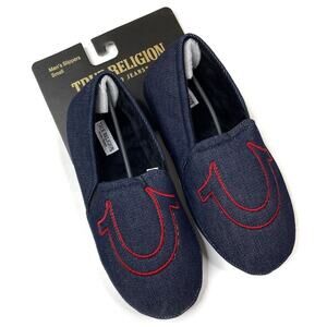 True Religion Men's Navy Red Logo Slippers SIZE SMALL